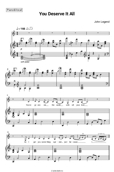Ноты, аккорды John Legend - You Deserve It All