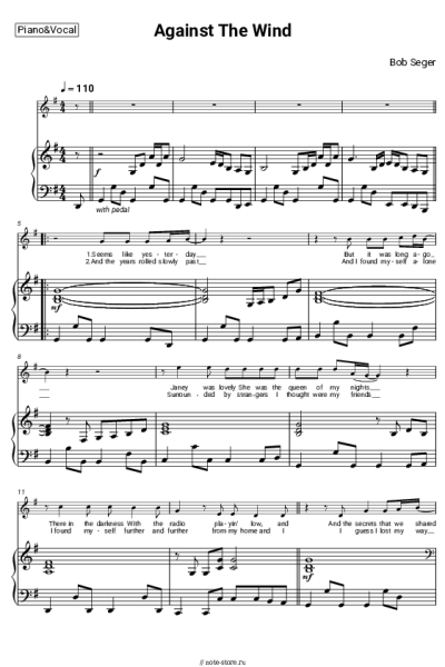 Ноты, аккорды Bob Seger - Against The Wind
