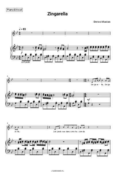 Ноты, аккорды Enrico Macias - Zingarella
