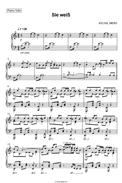 Ноты, аккорды MERO, AYLIVA - Sie weiß