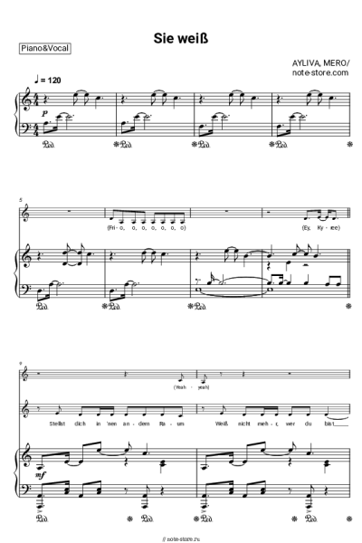 Ноты, аккорды MERO, AYLIVA - Sie weiß