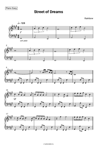 Ноты, аккорды Rainbow - Street of Dreams