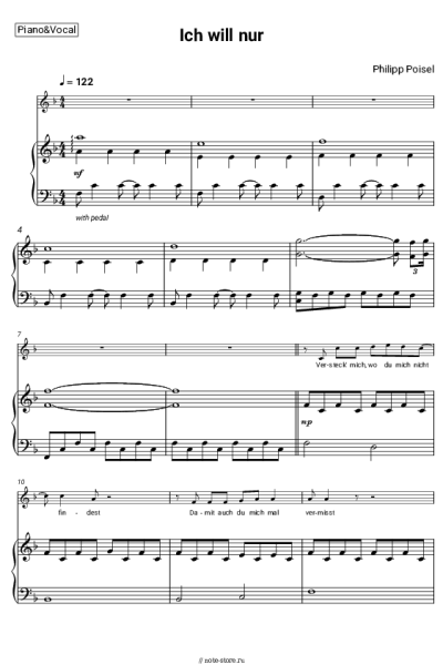 Ноты, аккорды Philipp Poisel - Ich will nur