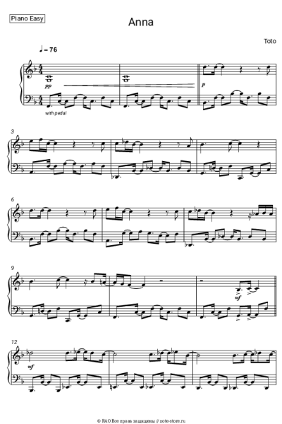 Ноты, аккорды Toto - Anna