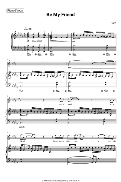 Ноты, аккорды Free - Be My Friend