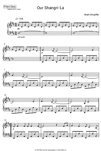 Ноты, аккорды Mark Knopfler - Our Shangri-La