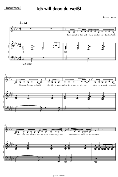 Ноты, аккорды Anna Loos - Ich will dass du weißt