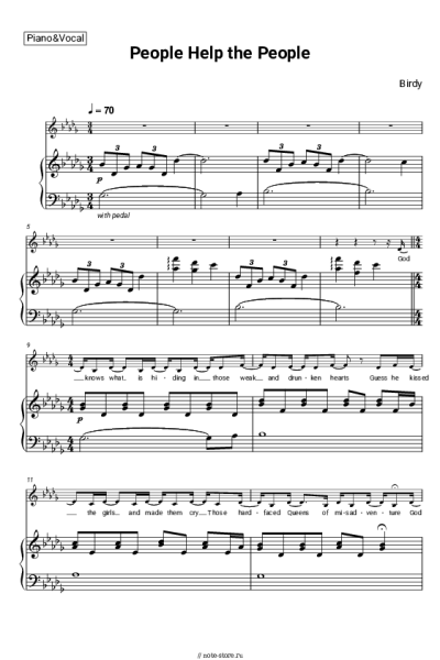 Ноты, аккорды Birdy - People Help The People