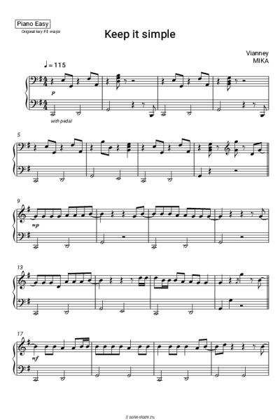 Ноты, аккорды Vianney, MIKA - Keep it Simple