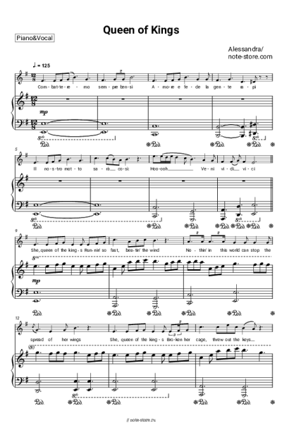Ноты, аккорды Alessandra - Queen of Kings
