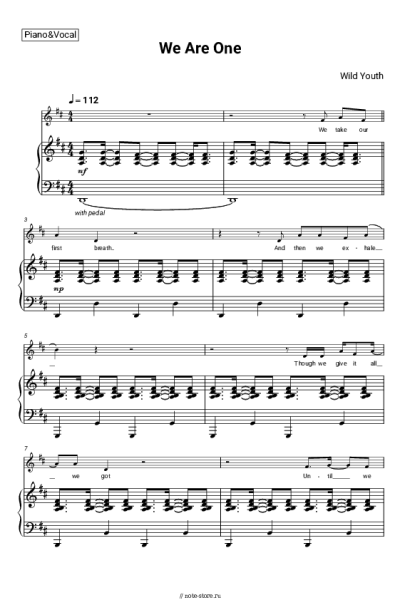 Ноты, аккорды Wild Youth - We Are One