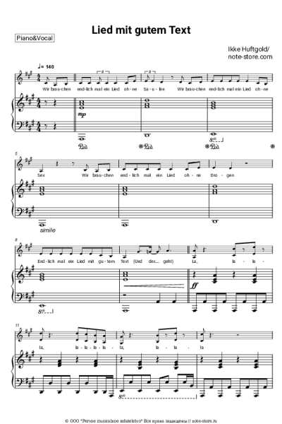 Ноты, аккорды Ikke Huftgold - Lied mit gutem Text