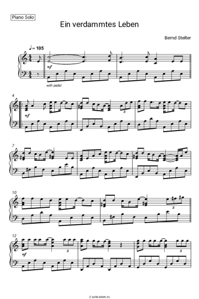 Ноты, аккорды Bernd Stelter - Ein verdammtes Leben