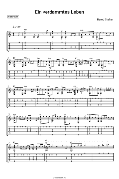 Ноты, аккорды Bernd Stelter - Ein verdammtes Leben