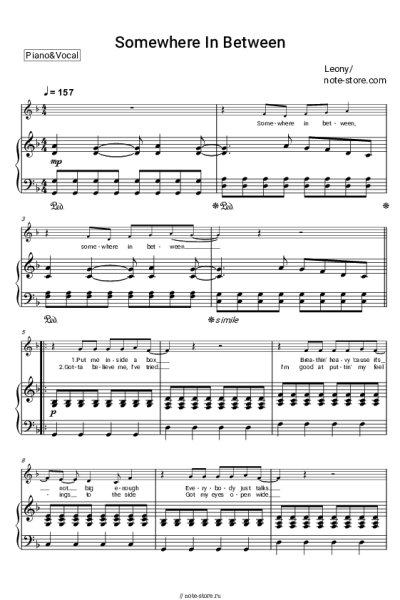 Ноты, аккорды Leony - Somewhere in Between
