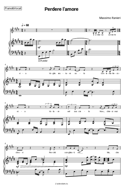 Ноты, аккорды Massimo Ranieri - Perdere l'amore
