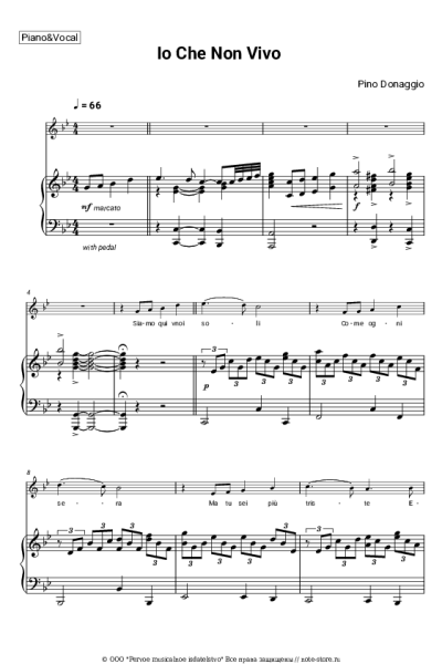 Ноты, аккорды Pino Donaggio - Io Che Non Vivo