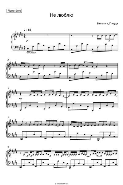 Ноты, аккорды Пицца, Нигатив - Не люблю
