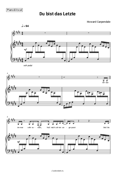 Ноты, аккорды Howard Carpendale - Du bist das Letzte...