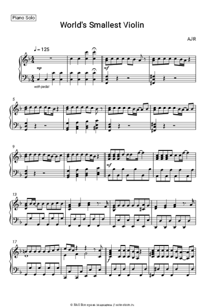 Ноты, аккорды AJR - World's Smallest Violin