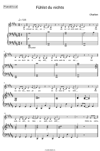 Ноты, аккорды Charlien - Fühlst du nichts