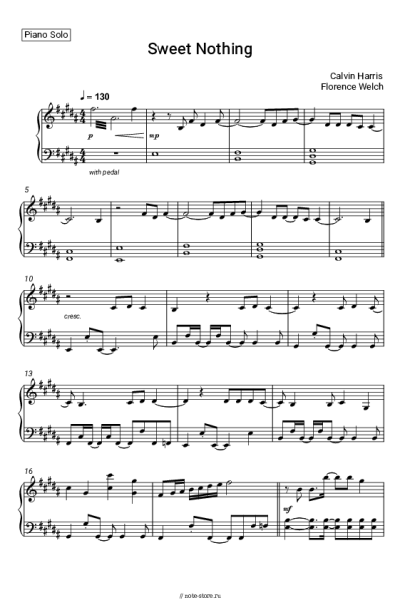 Ноты, аккорды Calvin Harris, Florence Welch - Sweet Nothing