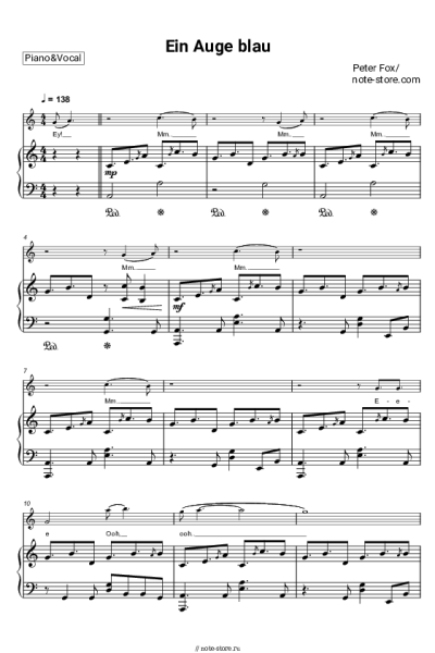 Ноты, аккорды Peter Fox - Ein Auge blau