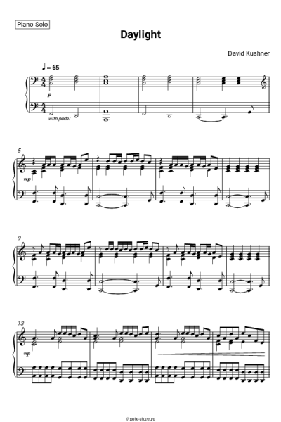 Ноты, аккорды David Kushner - Daylight