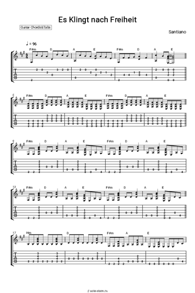 Ноты, аккорды Santiano - Es klingt nach Freiheit