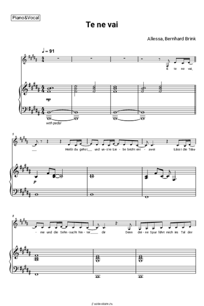 Ноты, аккорды Allessa, Bernhard Brink - Te ne vai