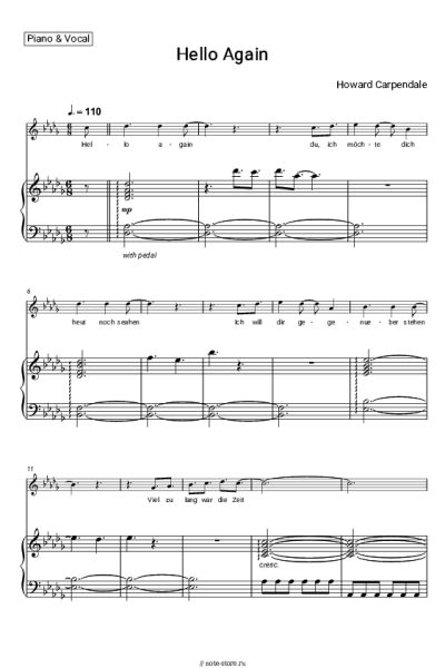 Ноты, аккорды Howard Carpendale - Hello Again