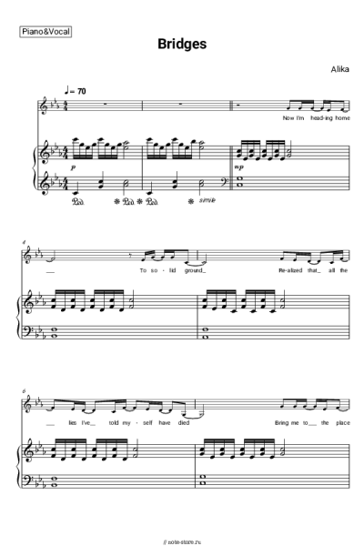 Ноты, аккорды Alika - Bridges