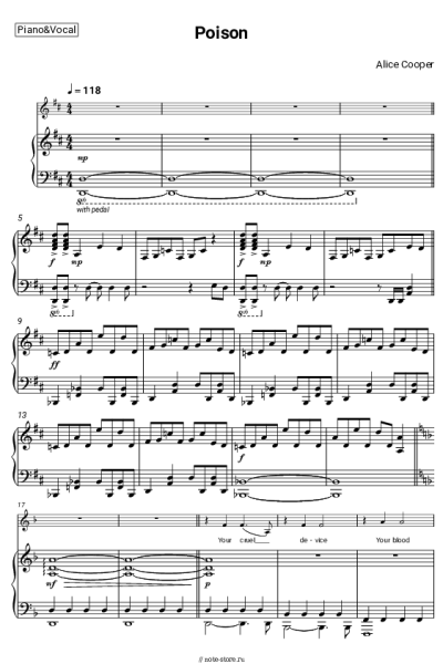Ноты, аккорды Alice Cooper - Poison