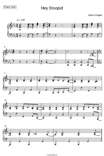 Ноты, аккорды Alice Cooper - Hey Stoopid