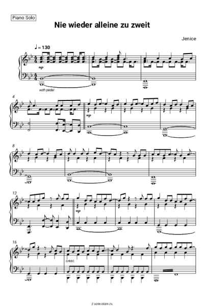 Ноты, аккорды Jenice - Nie wieder alleine zu zweit