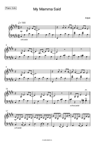 Ноты, аккорды Aqua - My Mamma Said
