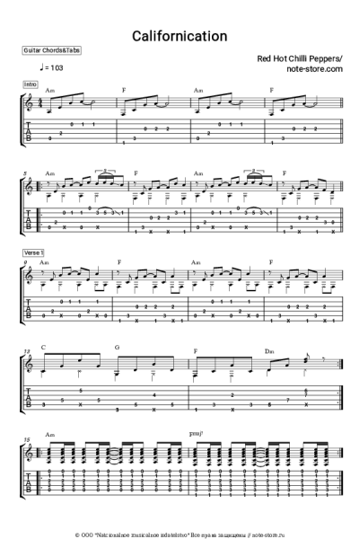 Ноты, аккорды Red Hot Chili Peppers - Californication