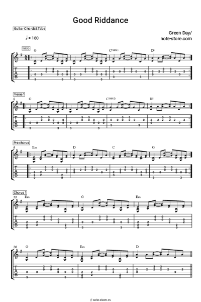 Ноты, аккорды Green Day - Good Riddance (Time of Your Life)
