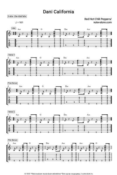 Ноты, аккорды Red Hot Chili Peppers - Dani California