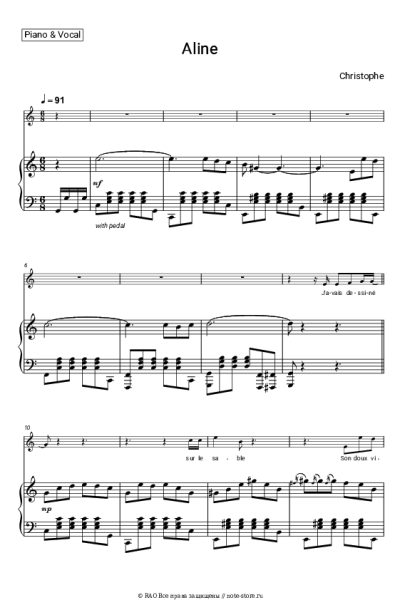 Ноты, аккорды Christophe - Aline