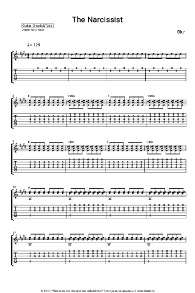 Ноты, аккорды Blur - The Narcissist