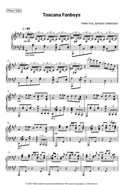 Ноты, аккорды Adriano Celentano, Peter Fox - Toscana Fanboys