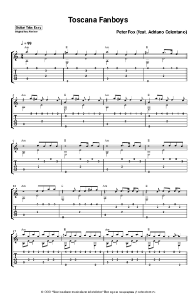 Ноты, аккорды Adriano Celentano, Peter Fox - Toscana Fanboys