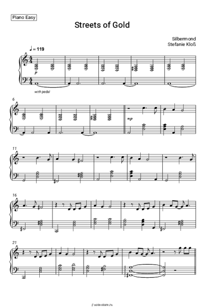 Ноты, аккорды Silbermond, Stefanie Kloß - Streets of Gold