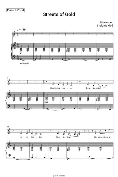 Ноты, аккорды Silbermond, Stefanie Kloß - Streets of Gold