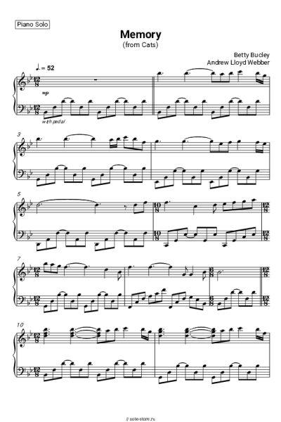 Ноты, аккорды Andrew Lloyd Webber, Betty Buckley - Memory (from Cats)