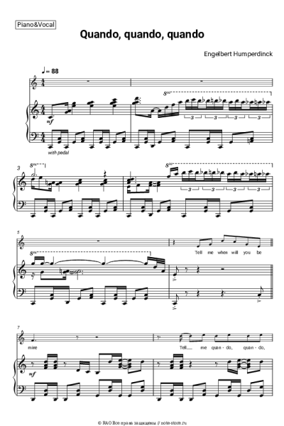 Ноты, аккорды Engelbert Humperdinck - Quando, quando, quando