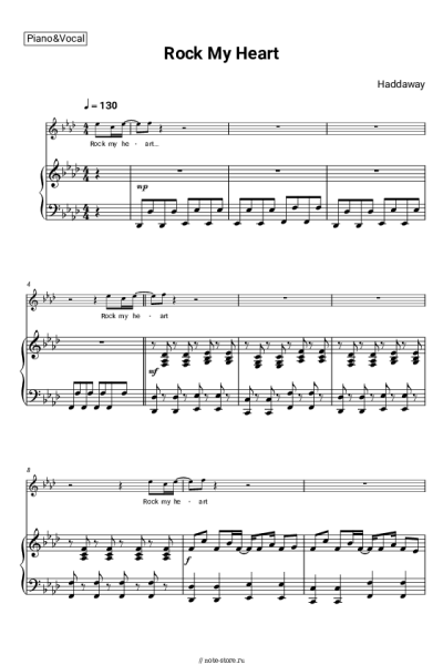 Ноты, аккорды Haddaway - Rock My Heart