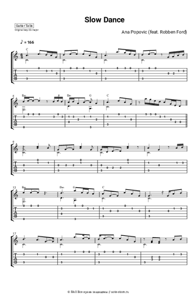 Ноты, аккорды Ana Popovic, Robben Ford - Slow Dance