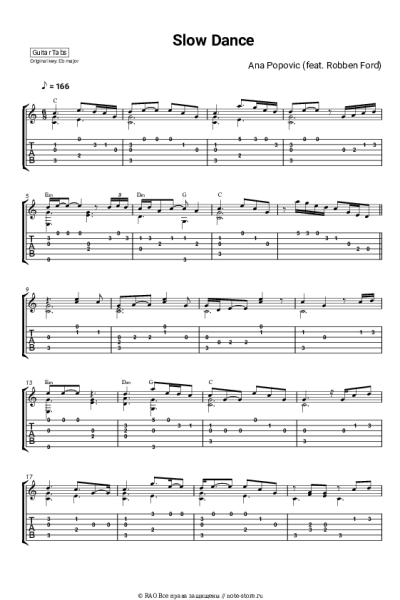 Ноты, аккорды Ana Popovic, Robben Ford - Slow Dance